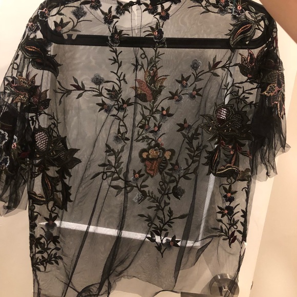 Sheer Black Flower Top - Picture 3 of 3